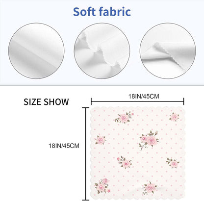 Yibeas Floral Polka Dot Background Cloth Napkins Dinner Table Napkins Shabby Chic Style Pattern with Pink Roses Washable Reusable Napkins Set of 4 Home Holiday Party Wedding