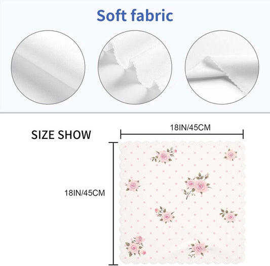 Yibeas Floral Polka Dot Background Cloth Napkins Dinner Table Napkins Shabby Chic Style Pattern with Pink Roses Washable Reusable Napkins Set of 4 Home Holiday Party Wedding