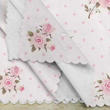 Yibeas Floral Polka Dot Background Cloth Napkins Dinner Table Napkins Shabby Chic Style Pattern with Pink Roses Washable Reusable Napkins Set of 4 Home Holiday Party Wedding