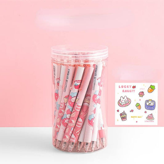 30 Pcs Cute Pens Bulk, 0.5mm Kawaii Gel Pens Medium Point, Aesthetic Retractable Writing Pens, Cute Ballpoint for Gift Office School Supplies (Pink-3)