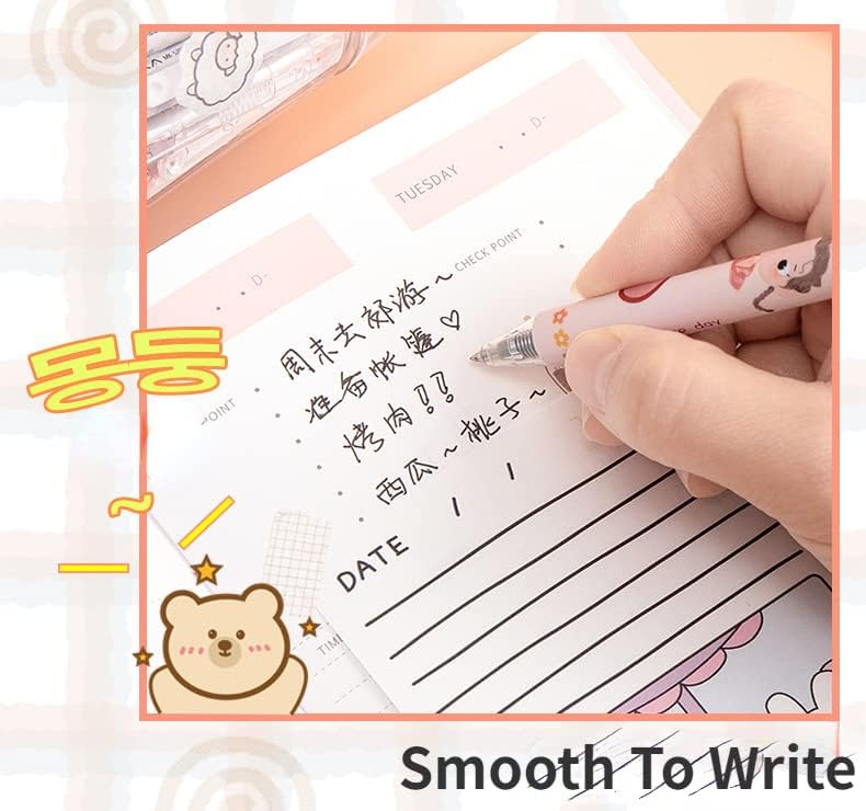 30 Pcs Cute Pens Bulk, 0.5mm Kawaii Gel Pens Medium Point, Aesthetic Retractable Writing Pens, Cute Ballpoint for Gift Office School Supplies (Pink-3)