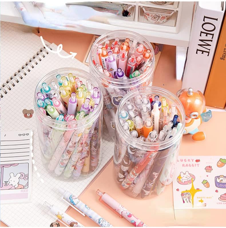 30 Pcs Cute Pens Bulk, 0.5mm Kawaii Gel Pens Medium Point, Aesthetic Retractable Writing Pens, Cute Ballpoint for Gift Office School Supplies (Pink-3)