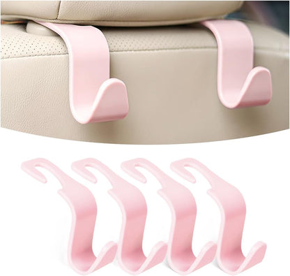 4 Pack 360-Degree Rotating Headrest Hooks, Light Pink