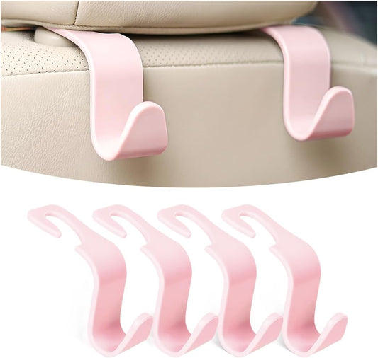 4 Pack 360-Degree Rotating Headrest Hooks, Light Pink