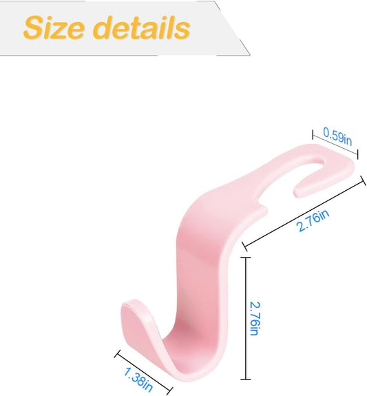 4 Pack 360-Degree Rotating Headrest Hooks, Light Pink