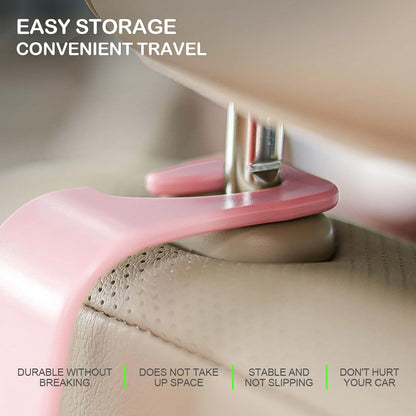 4 Pack 360-Degree Rotating Headrest Hooks, Light Pink