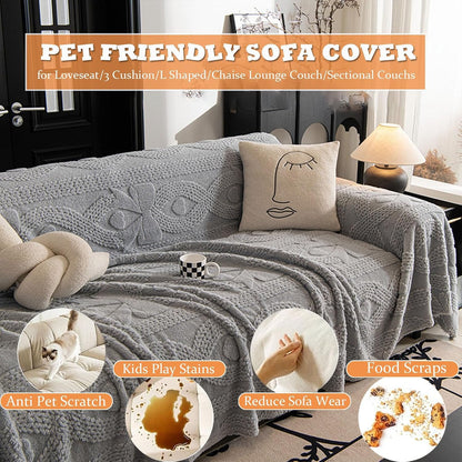 Bowknot Geometric Jacquard Plush Multifunctional Sofa Blanket Couch Cover - Reversible Luxury Throw Blanket,Machine Washable Home Decor for Living Room Bedroom (Pink,180 * 150cm/70.8 * 59.0in)