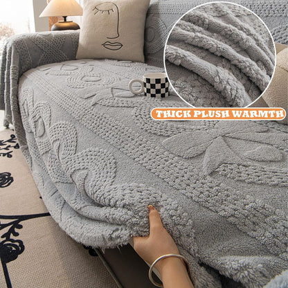Bowknot Geometric Jacquard Plush Multifunctional Sofa Blanket Couch Cover - Reversible Luxury Throw Blanket,Machine Washable Home Decor for Living Room Bedroom (Pink,180 * 150cm/70.8 * 59.0in)