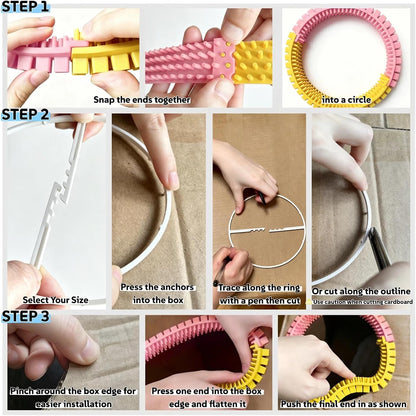 Cat Self Groomer Arch for Cardboard Boxes (Pink+Yellow | Start Kit)