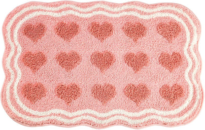 Pink Hearts Tufted Bathroom Rug & Bath Mat, 19.7"x31.5"