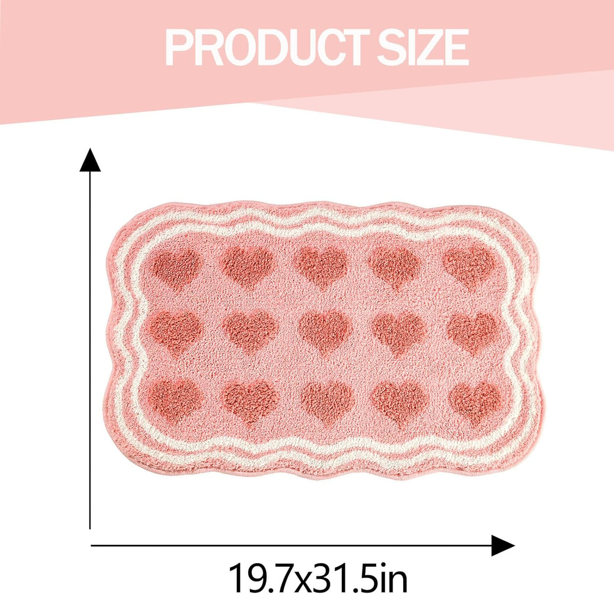 Pink Hearts Tufted Bathroom Rug & Bath Mat, 19.7"x31.5"