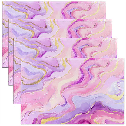 Pink Marble Placemats Set of 4 for Kids Abstract Aesthetic Art Place Mats 12x18 inch Modern Marbling Texture Table Mats Gradient Luxury Meal Mats for Dining Table
