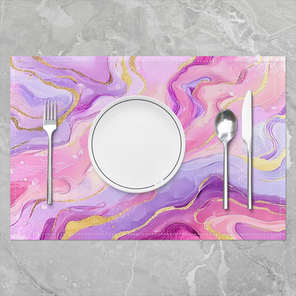 Pink Marble Placemats Set of 4 for Kids Abstract Aesthetic Art Place Mats 12x18 inch Modern Marbling Texture Table Mats Gradient Luxury Meal Mats for Dining Table
