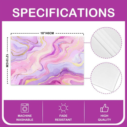 Pink Marble Placemats Set of 4 for Kids Abstract Aesthetic Art Place Mats 12x18 inch Modern Marbling Texture Table Mats Gradient Luxury Meal Mats for Dining Table