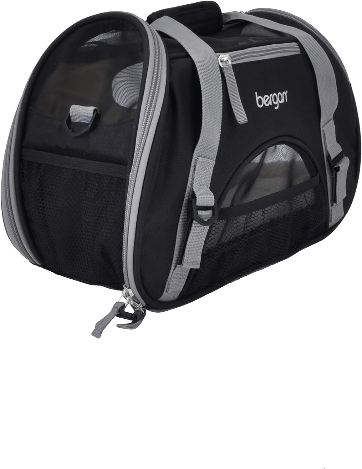 Coastal Pet Bergan Comfort Carrier - Breathable Travel Carrier for Dogs & Cats - Black & Grey, 16" x 8" x 11"
