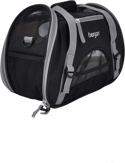 Coastal Pet Bergan Comfort Carrier - Breathable Travel Carrier for Dogs & Cats - Black & Grey, 16" x 8" x 11"