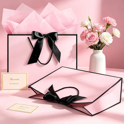 Pink Gift Bags with Handles, 13" Medium Gift Bags with Tissue Paper