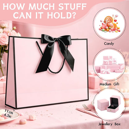 Pink Gift Bags with Handles, 13" Medium Gift Bags with Tissue Paper