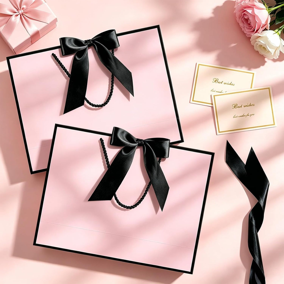 Pink Gift Bags with Handles, 13" Medium Gift Bags with Tissue Paper