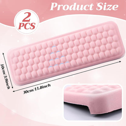 2 Pcs L-Shaped Desk Elbow Pad Set Desk Edge Cushion Memory Foam Wrist Rest Elbow Pads Arm Rest Comfort Support Padding with Non-Slip Base for Office Home Gaming(Pink)