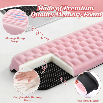 2 Pcs L-Shaped Desk Elbow Pad Set Desk Edge Cushion Memory Foam Wrist Rest Elbow Pads Arm Rest Comfort Support Padding with Non-Slip Base for Office Home Gaming(Pink)