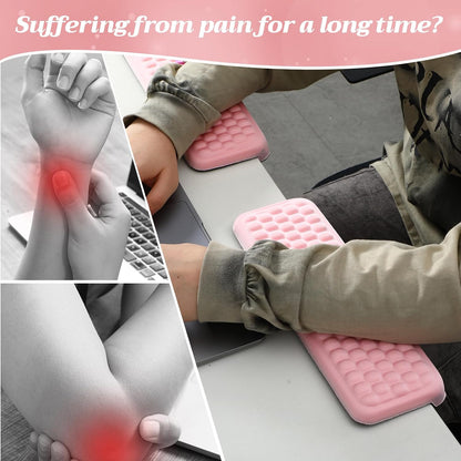 2 Pcs L-Shaped Desk Elbow Pad Set Desk Edge Cushion Memory Foam Wrist Rest Elbow Pads Arm Rest Comfort Support Padding with Non-Slip Base for Office Home Gaming(Pink)