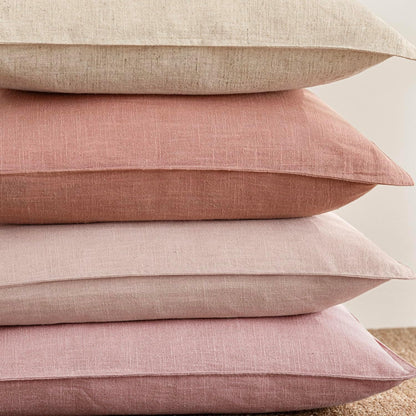 Linen Solid Decorative Throw Pillow Covers 18x18 Inch Coral Pink