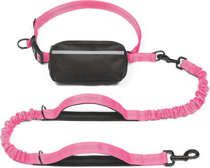 Hands Free Dog Leash with Zipper Pouch, Medium, 8-25 lbs, Pink