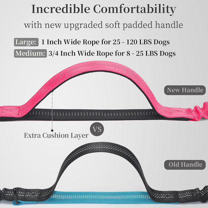 Hands Free Dog Leash with Zipper Pouch, Medium, 8-25 lbs, Pink