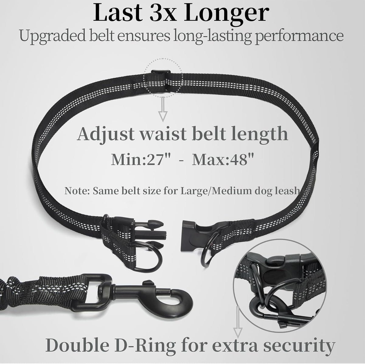 Hands Free Dog Leash with Zipper Pouch, Medium, 8-25 lbs, Pink