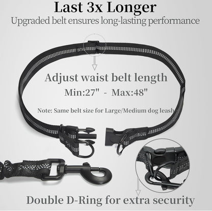 Hands Free Dog Leash with Zipper Pouch, Medium, 8-25 lbs, Pink