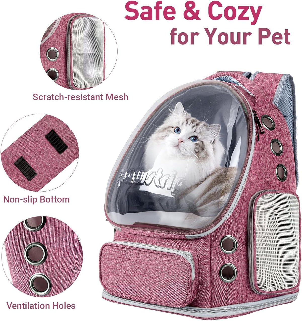 Cat Backpack Carrier Clear Bubble Window for Cats & Small Dogs up to 15 lb