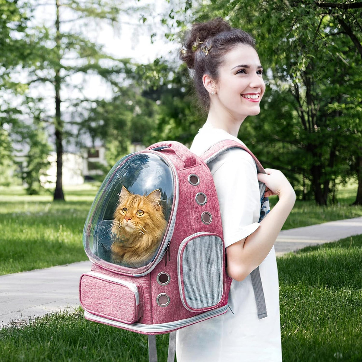 Cat Backpack Carrier Clear Bubble Window for Cats & Small Dogs up to 15 lb