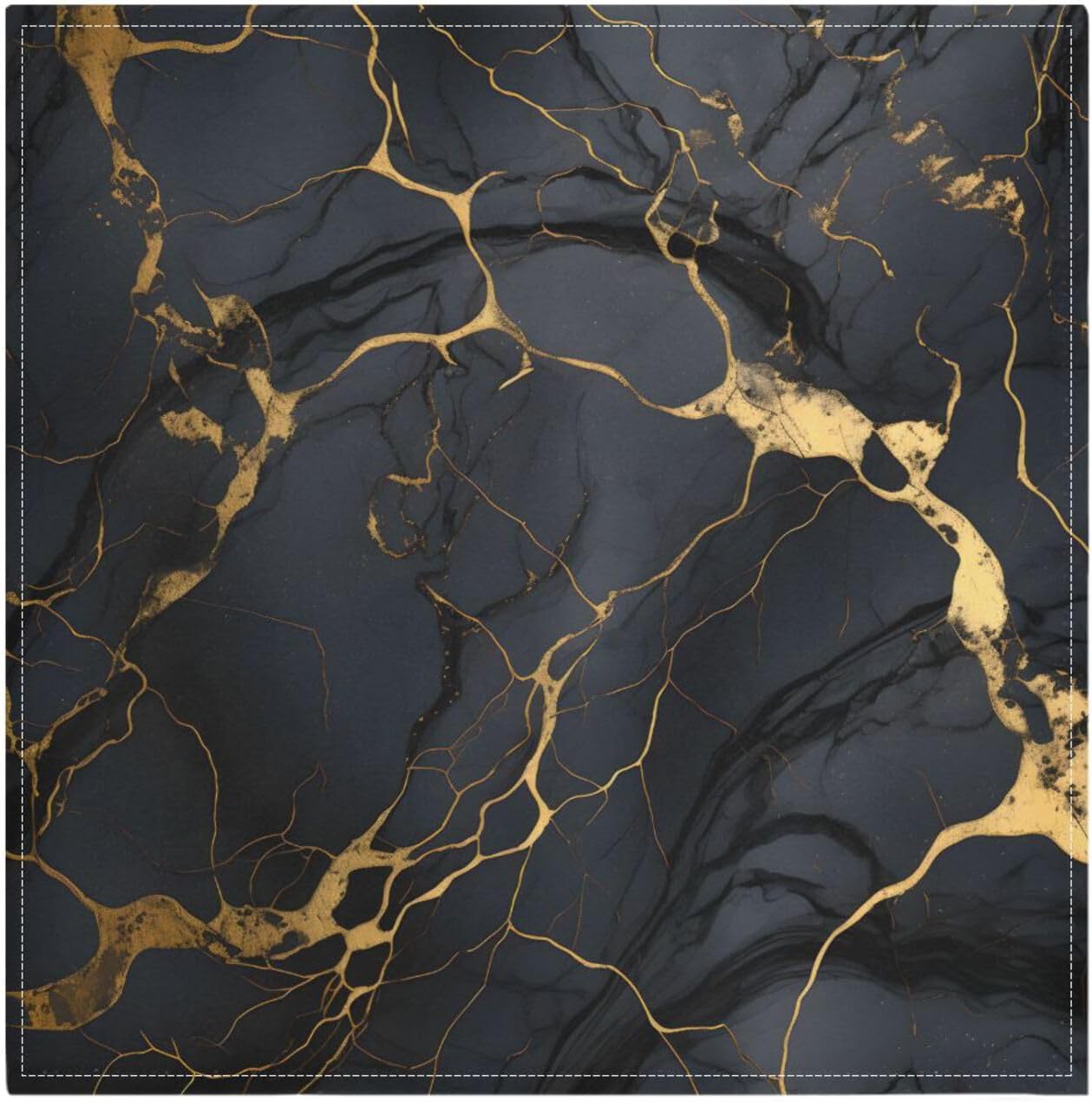 ALAZA Black & Gold Marble Cloth Napkins Set of 6, 20x20 Inch Washable and Reusable Napkin for Decoupage Dinner Party Everyday Use