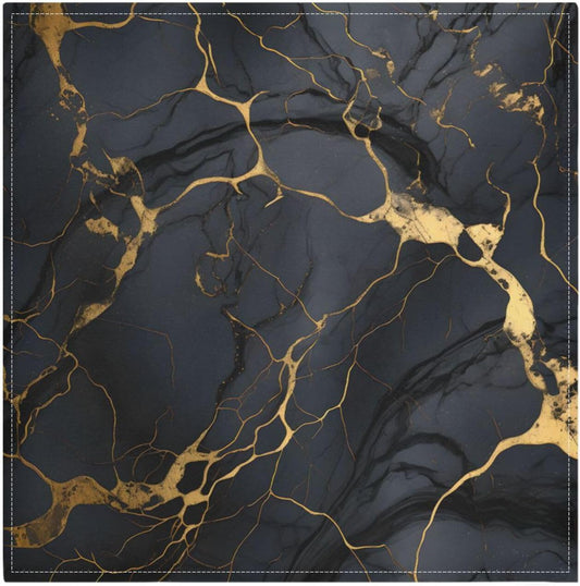 ALAZA Black & Gold Marble Cloth Napkins Set of 6, 20x20 Inch Washable and Reusable Napkin for Decoupage Dinner Party Everyday Use