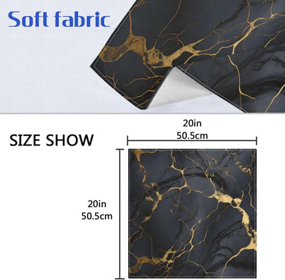ALAZA Black & Gold Marble Cloth Napkins Set of 6, 20x20 Inch Washable and Reusable Napkin for Decoupage Dinner Party Everyday Use