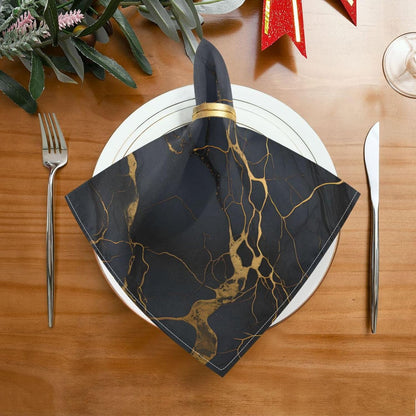 ALAZA Black & Gold Marble Cloth Napkins Set of 6, 20x20 Inch Washable and Reusable Napkin for Decoupage Dinner Party Everyday Use
