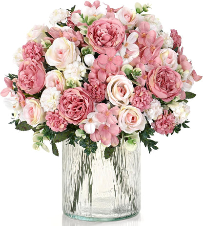 4 Packs Peonies Artificial Flowers Silk Pink Faux Peonies Bouquet