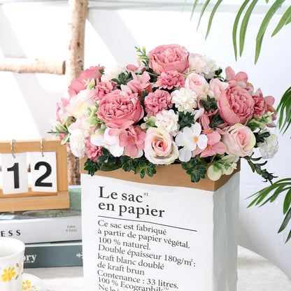 4 Packs Peonies Artificial Flowers Silk Pink Faux Peonies Bouquet