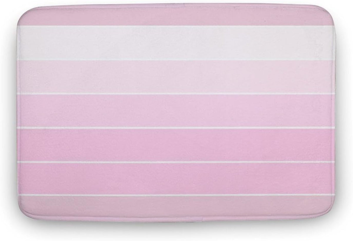 Chic Pink Stripe Pattern Bathroom Rugs, Non Slip & Absorbent Bath Mat Carpets for Bathroom, Entryway or Sink 16" x 24"