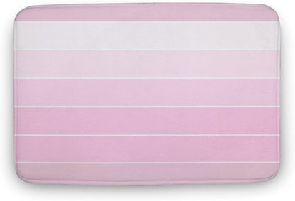 Chic Pink Stripe Pattern Bathroom Rugs, Non Slip & Absorbent Bath Mat Carpets for Bathroom, Entryway or Sink 16" x 24"