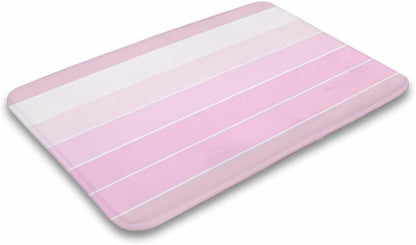 Chic Pink Stripe Pattern Bathroom Rugs, Non Slip & Absorbent Bath Mat Carpets for Bathroom, Entryway or Sink 16" x 24"