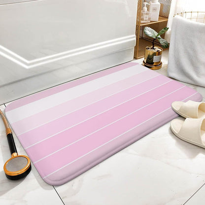 Chic Pink Stripe Pattern Bathroom Rugs, Non Slip & Absorbent Bath Mat Carpets for Bathroom, Entryway or Sink 16" x 24"