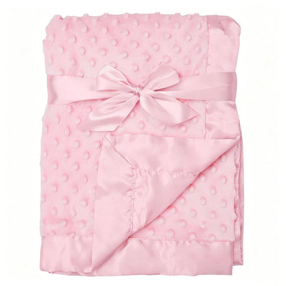 Heavenly Soft Chenille Receiving Blanket (30" x 40"), 2-Layer Design with Minky Dot & Silky Satin, Pink, for Boys and Girls