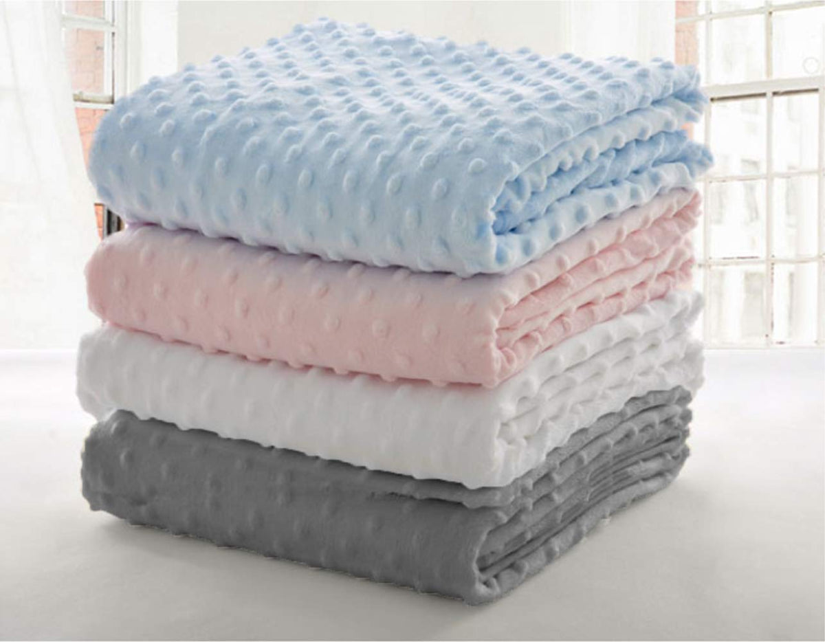 Heavenly Soft Chenille Receiving Blanket (30" x 40"), 2-Layer Design with Minky Dot & Silky Satin, Pink, for Boys and Girls