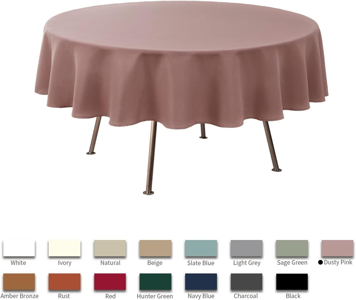 Round Linen Looking Textured Tablecloth Spill-Proof Wrinkle Free Soft Jacquard Table Cloth for Circular Table Cover, for Dining Room Buffet Banquet Parties Holiday Dinner, 70 Inch Dusty Pink