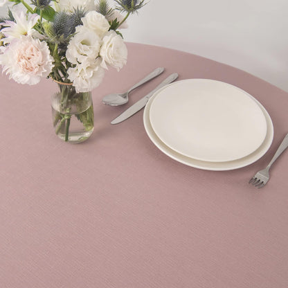 Round Linen Looking Textured Tablecloth Spill-Proof Wrinkle Free Soft Jacquard Table Cloth for Circular Table Cover, for Dining Room Buffet Banquet Parties Holiday Dinner, 70 Inch Dusty Pink