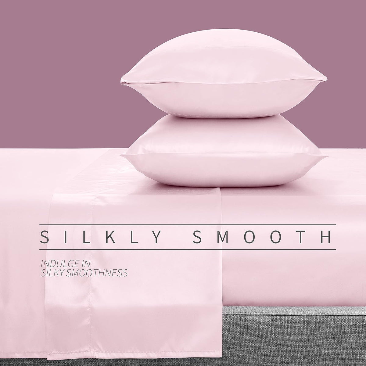 Satin Sheets Full Size Blush Pink 4 Pcs Bedding Set