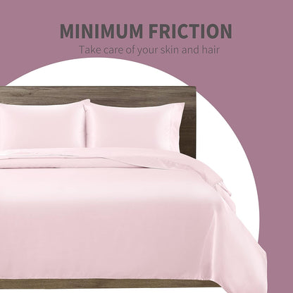 Satin Sheets Full Size Blush Pink 4 Pcs Bedding Set