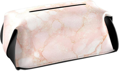 Leather tissue holder Hanging napkin holder for car with Adjustable straps & zipper Refillable tissue dispenser Peach Gold Irregular Marble